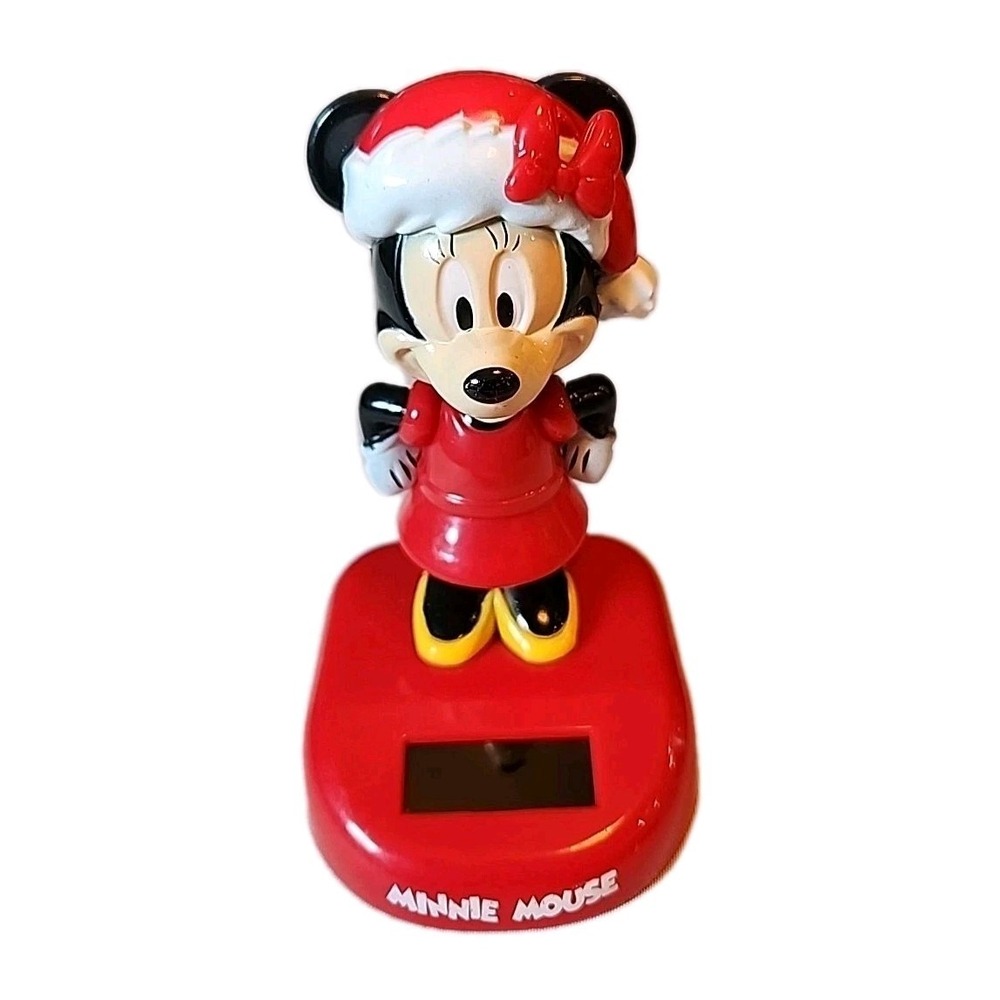 Vintage Style Disney Minnie Mouse in Santa Hat Bobble Head‎ Dancer Solar Powered - Picture 6 of 6
